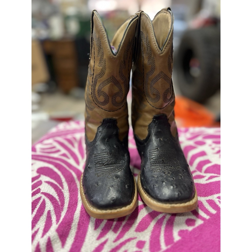 Roper Western Boots Little Kid 11 Ostrich Faux Child Black 09-018-1900-0050 BL